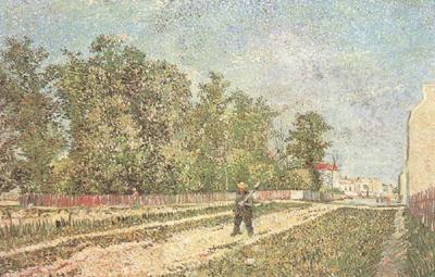 Vincent Van Gogh Outskirts of Paris:Road with Peasant Shouldering a Spade (nn04) France oil painting art